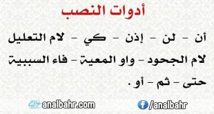 ادوات النصب في اللغة العربية